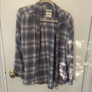 American Eagle Oversized Plaid Shirt in Blue and White